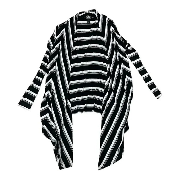 White House Black Market Black Striped Waterfall Cardigan S - Picture 1 of 4